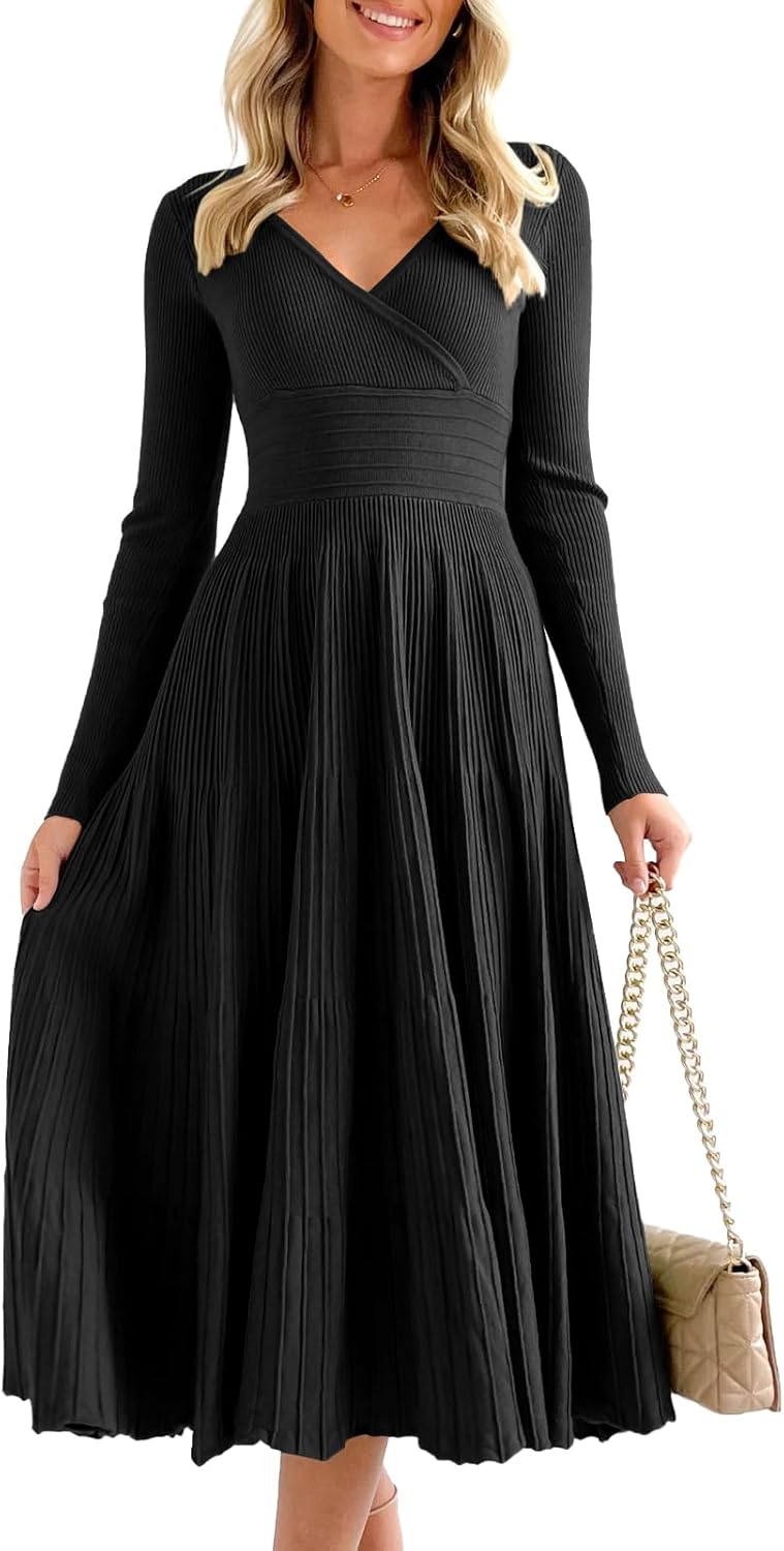 Saodimallsu Womens Long Sleeve Midi Sweater Dress for Elegance