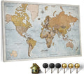 Canvas World Map Cork Pin Board 150x100 cm - Decorative Wall Map