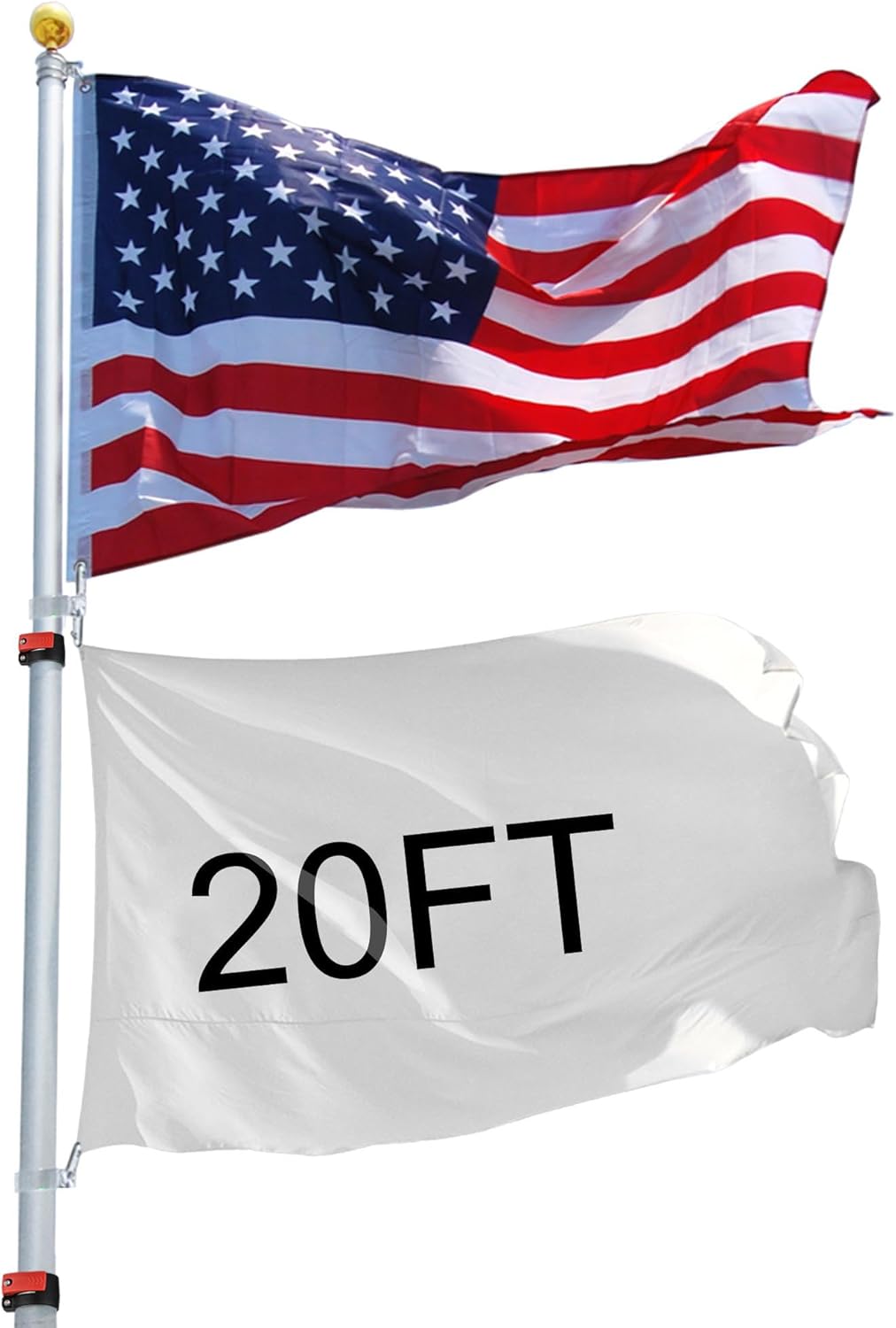 20ft Telescoping Flag Pole Kit with American Flag for Outdoor Use