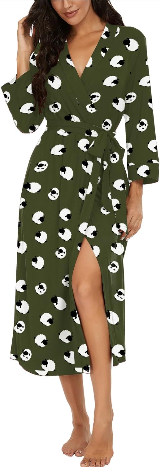 VINTATRE Women Kimono Robes Long Knit Bathrobe for Comfort