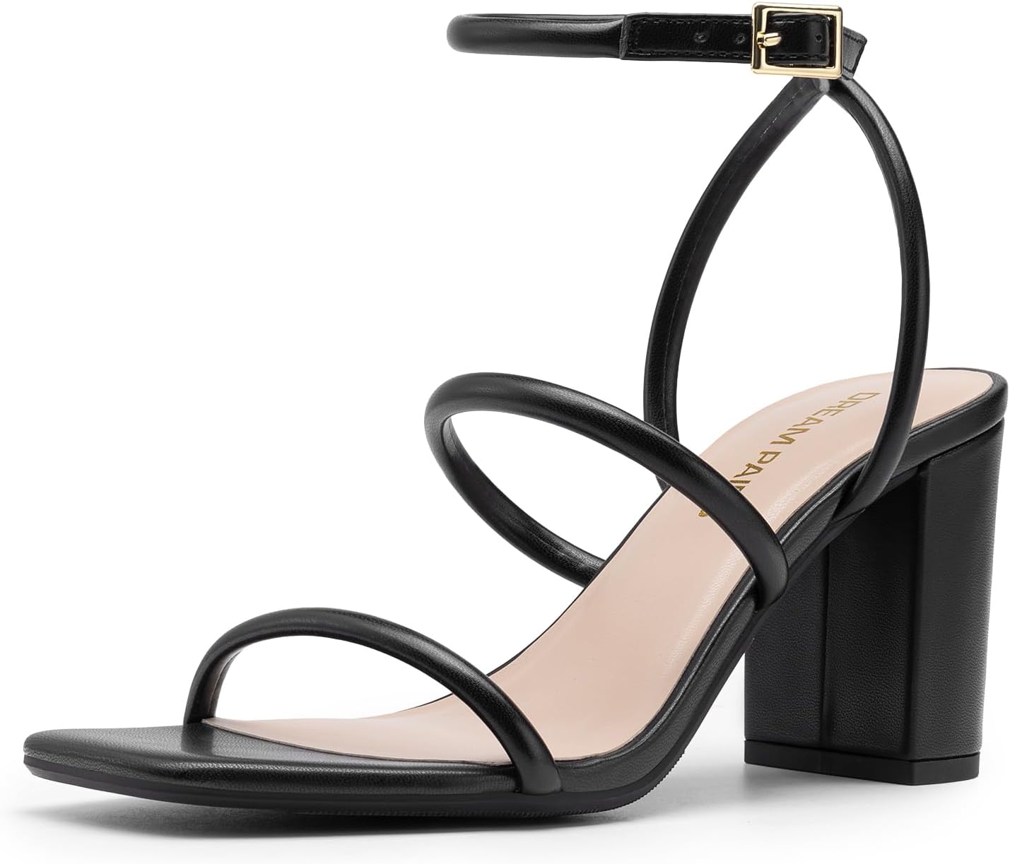 DREAM PAIRS Chunky Square Open Toe Strappy Ankle Strap Sandals