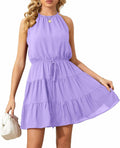 Summer Dress for Women Chiffon Halter Ruffle Romper - Flowy Chang