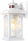 Motion Sensor Outdoor Wall Sconce, White Dusk to Dawn Lighting - Smart