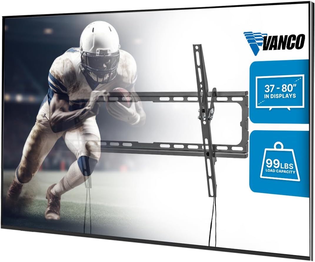 Vanco Tilt TV Wall Mount for 37-80 Inch Displays - Slim Profile