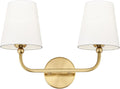 2-Light Brushed Gold Vanity Light - Compact Double Wall Sconce