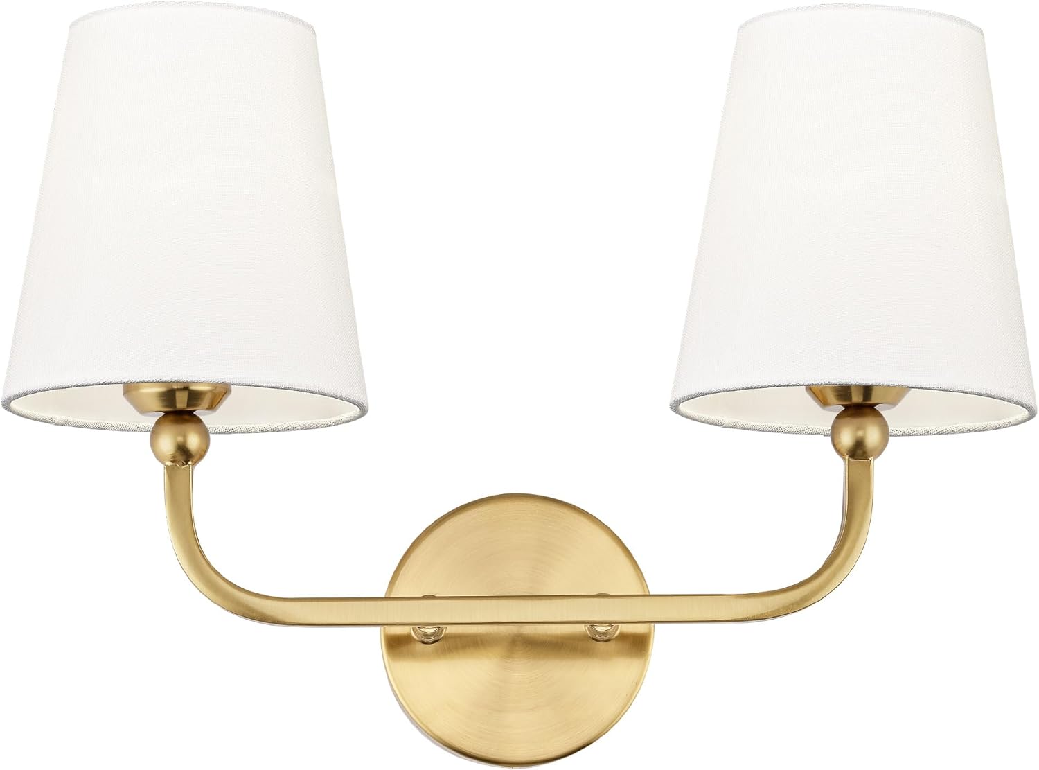 2-Light Bathroom Light Fixtures with Flared White Fabric Shade
