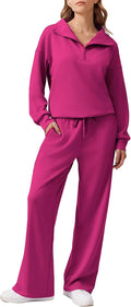 2-Piece Women's Oversized Sweatsuit Set - Wide Leg Tracksuit