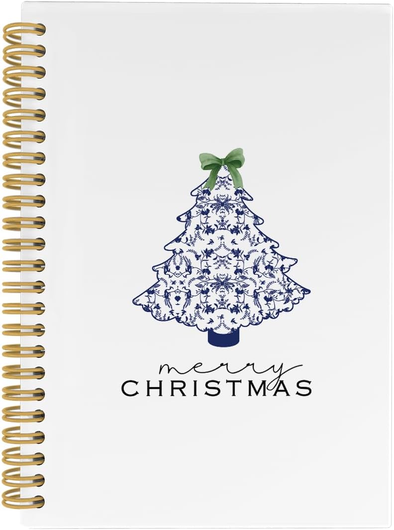 Chinoiserie Blue & White Christmas Journal, Coquette Bow Notebook