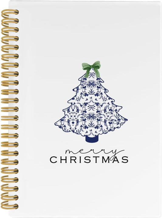 Chinoiserie Blue & White Christmas Journal, Coquette Bow Notebook