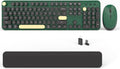 Colorful Wireless Computer Keyboard and Mouse Combo - Retro Round