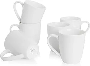 Sweese Porcelain Mugs Set of 6 - 20oz White for Coffee Lovers