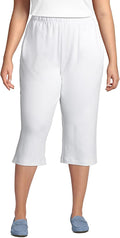 Women's High Rise Sport Knit Elastic Waist Pull On Capri Pants