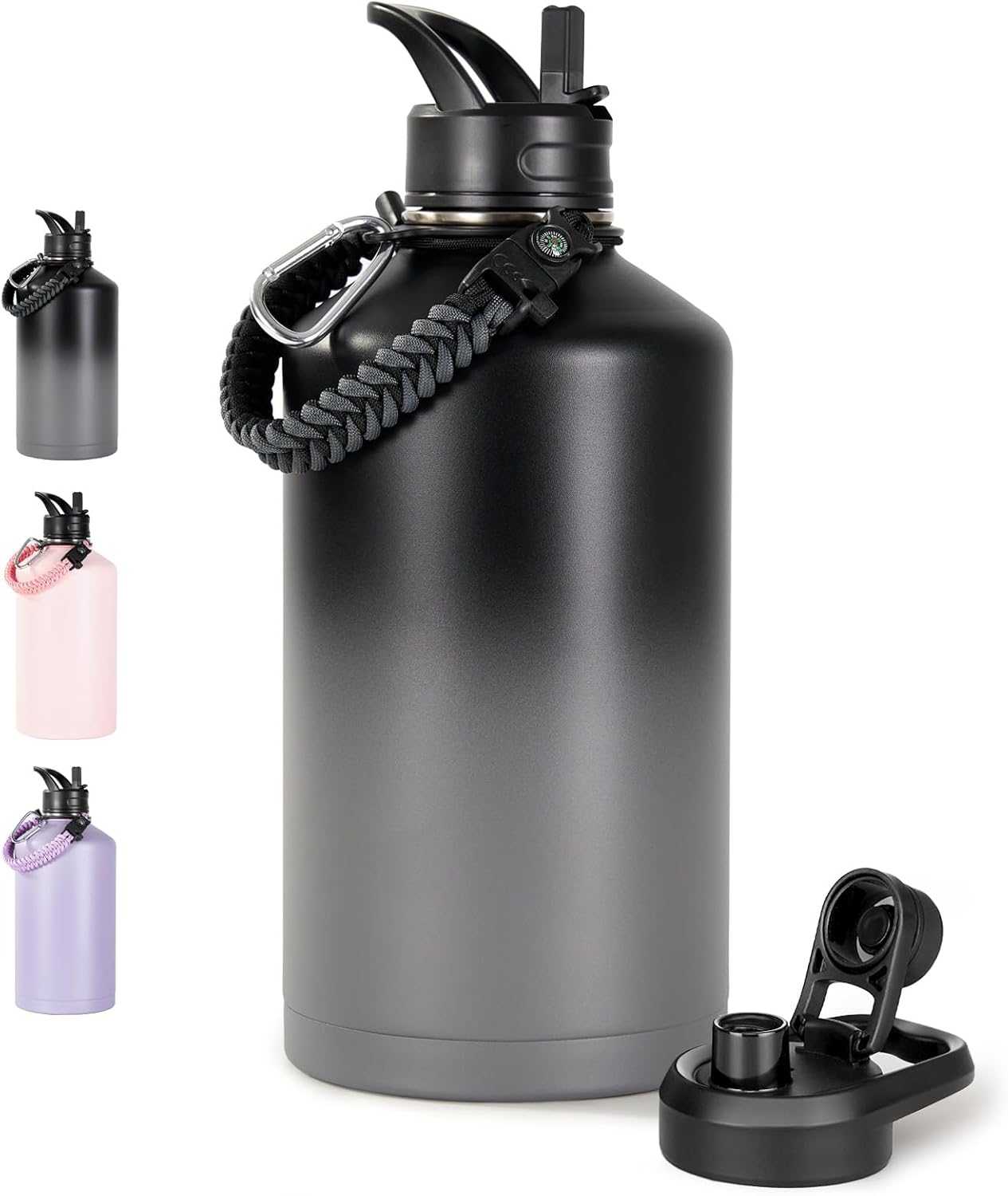 Gallon Water Bottle with 2 Lids for Sports and Outdoors