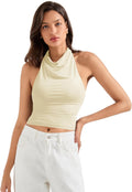 SUUKSESS Women Halter Backless Tank Tops - Cowl Neck Summer Cami