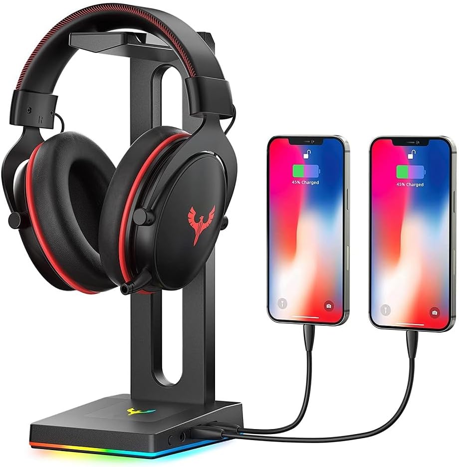 Blade Hawks RGB Gaming Headphone Stand with USB Ports - Ultimate Gaming Experience!