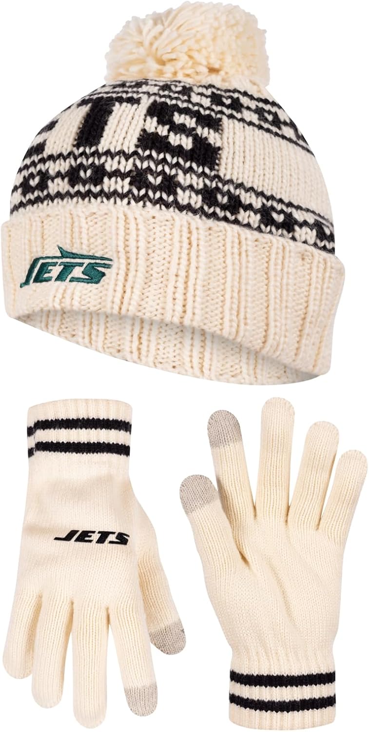 Ultra Game NFL Official Super Soft Cable Knit Beanie & Gloves