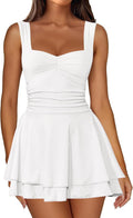 IWD Square Neck Sleeveless Mini Dress - Flattering Ruched Fit