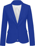 Womens Notched Lapel Pockets Button Work Blazer Jacket - Classic Size