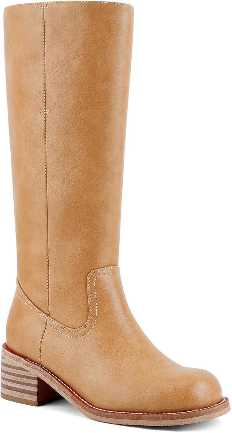 Stylish Square Toe Knee High Boots for Women with Chunky Heel