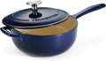 Enameled Cast Iron Saucier Pan 3-Quart - Even Heat, Moisture Lock