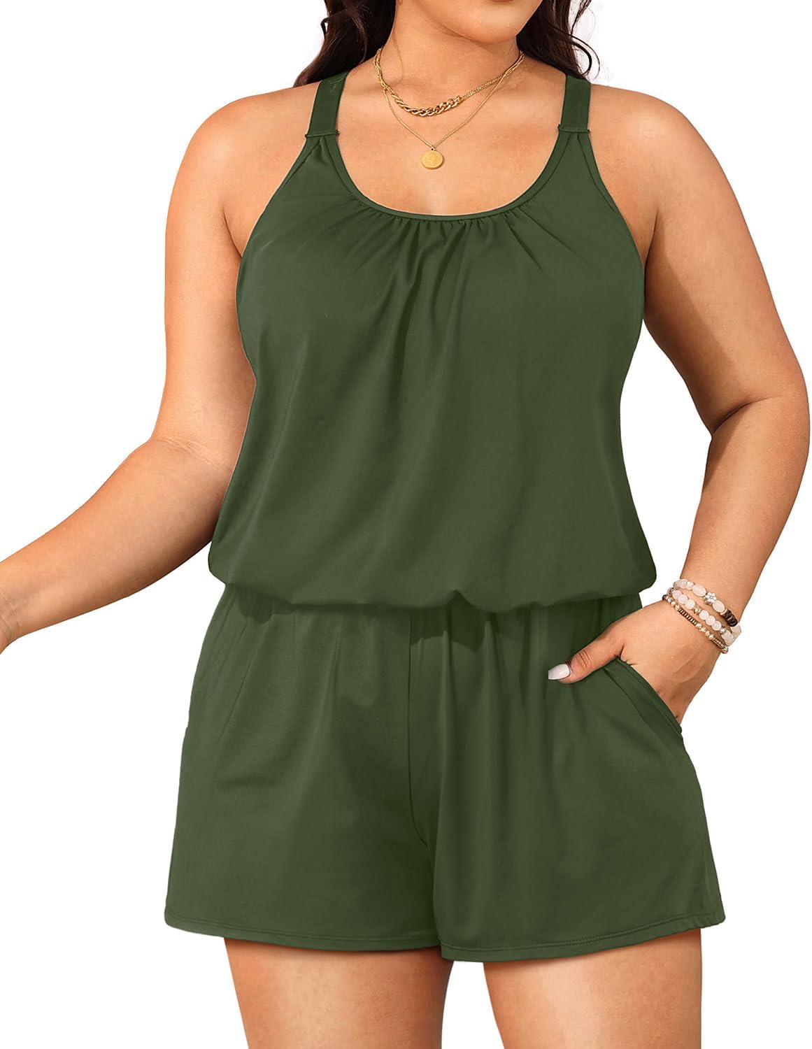 Tempt Me Romper One Piece Swimsuits with Pockets for Women
