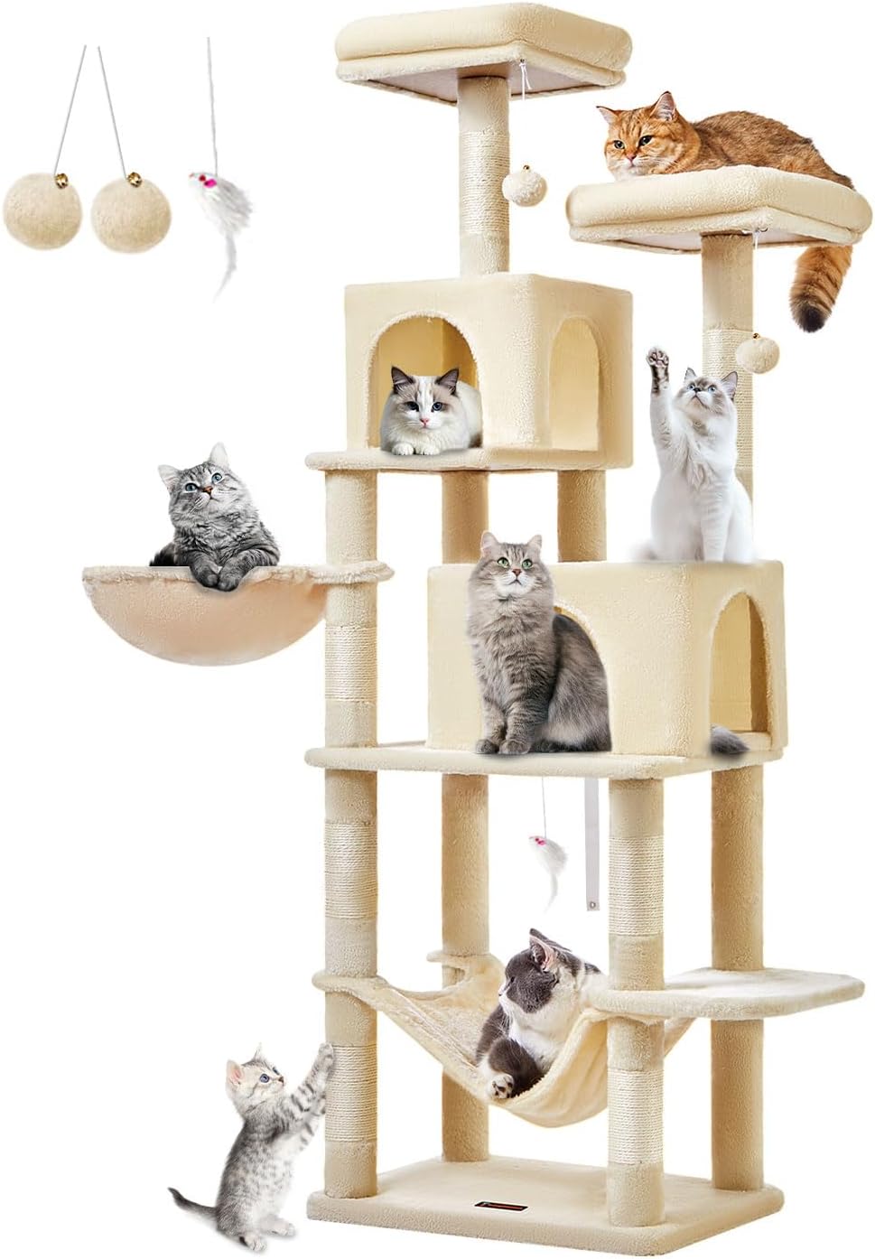 66.2-Inch Cat Tower for Indoor Cats with Plush Multi-Level Design
