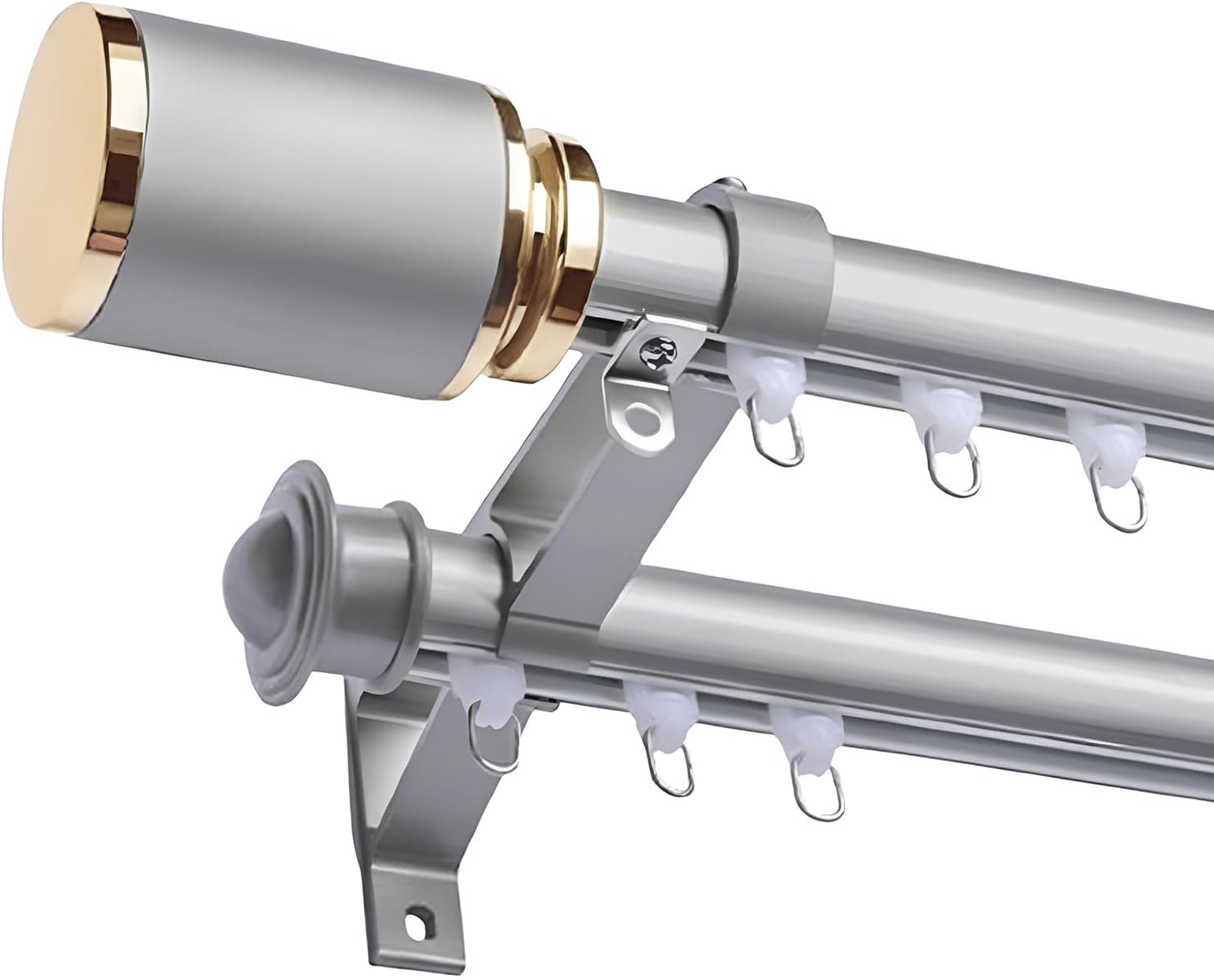 Aluminum Double Track Curtain Rail - Smooth Sliding Design