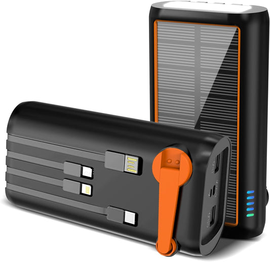 ReeZar Solar Power Bank 61200mAh with Hand Crank & 7 Outputs