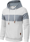 Mens Plaid Patchwork Pullover Hoodie - Casual Long Sleeve Comfort