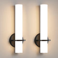 Wall Sconce Light 15 in Modern Black Bathroom Sconces - Dimmable Set