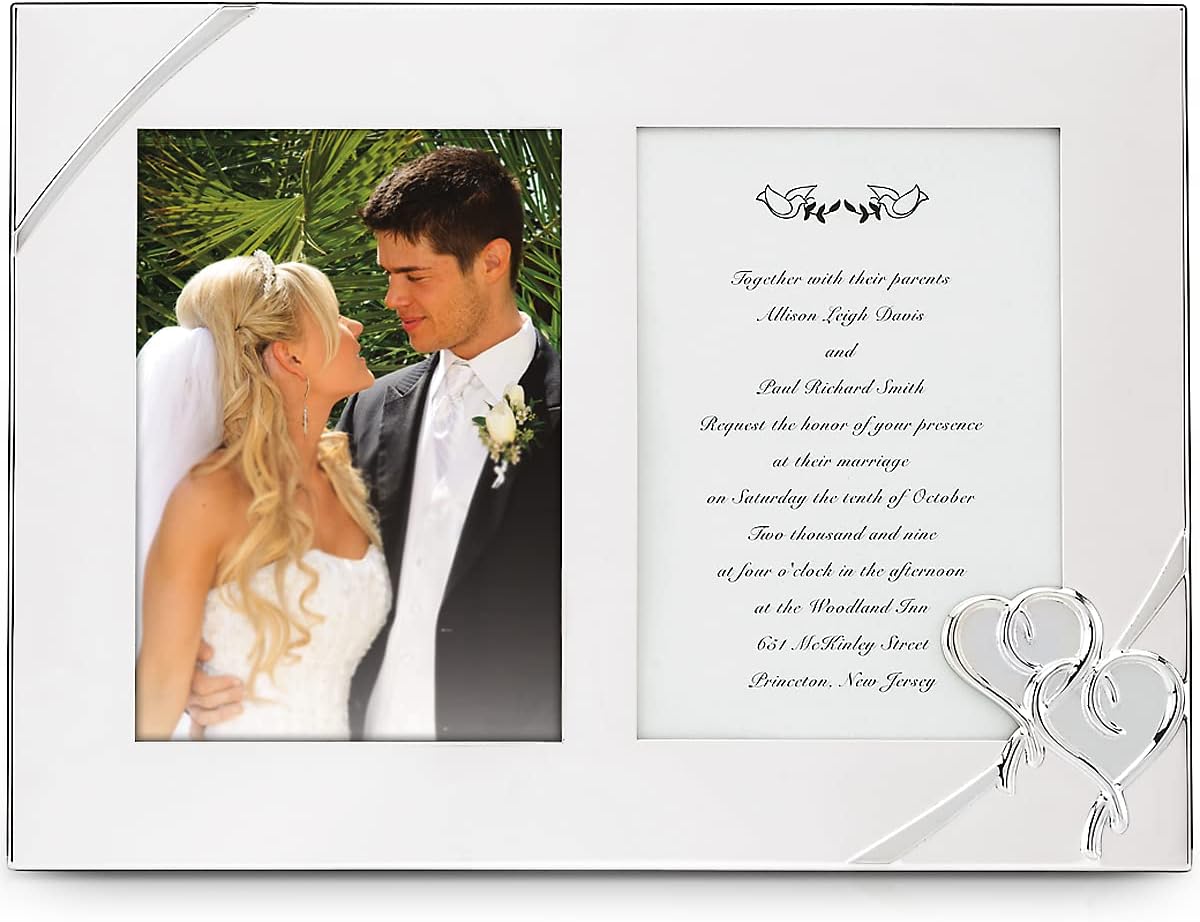Lenox True Love Double Invitation Frame, 9-Inch Metallic Design