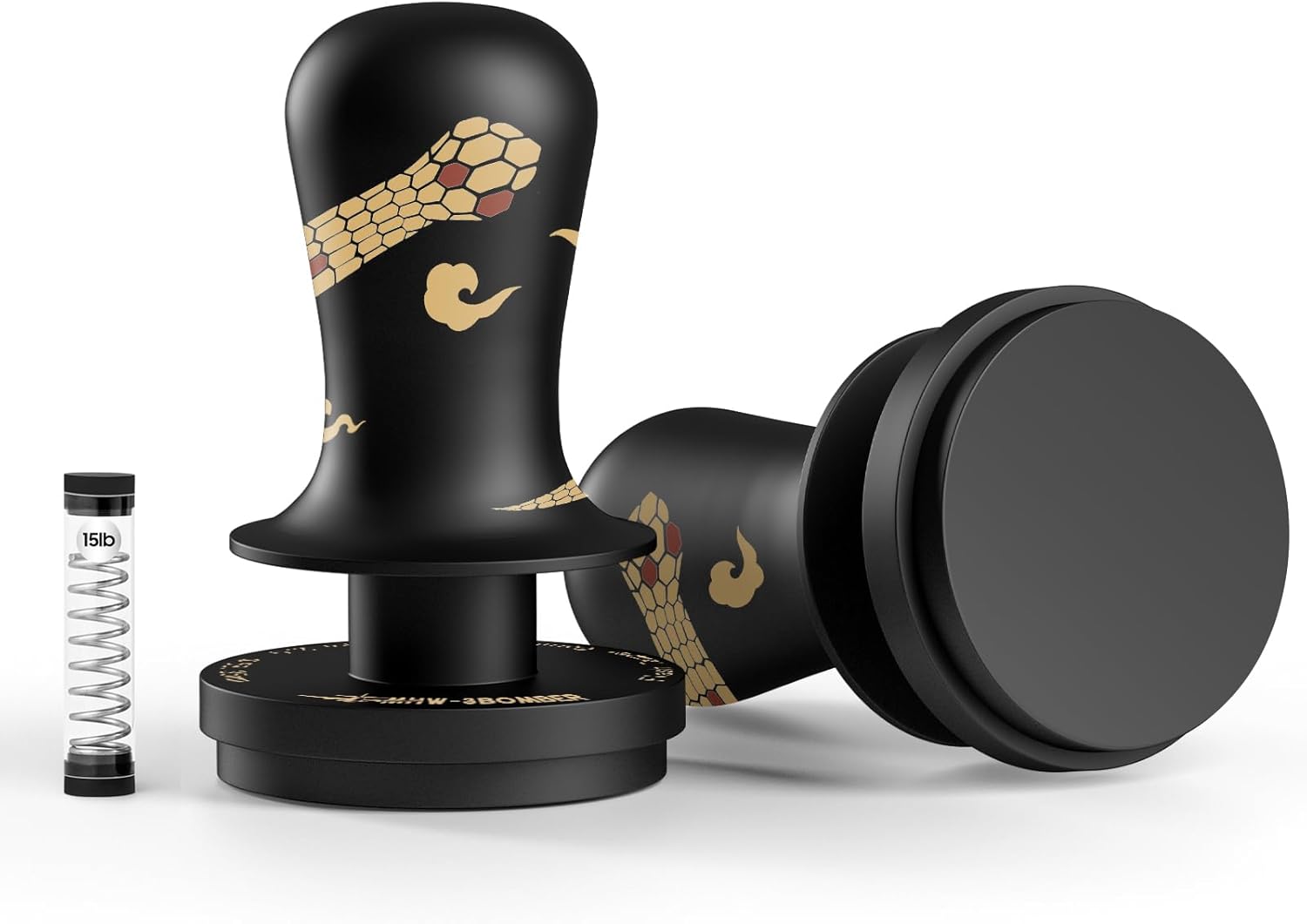 MHW-3BOMBER Espresso Tamper with Snake Pattern Design
