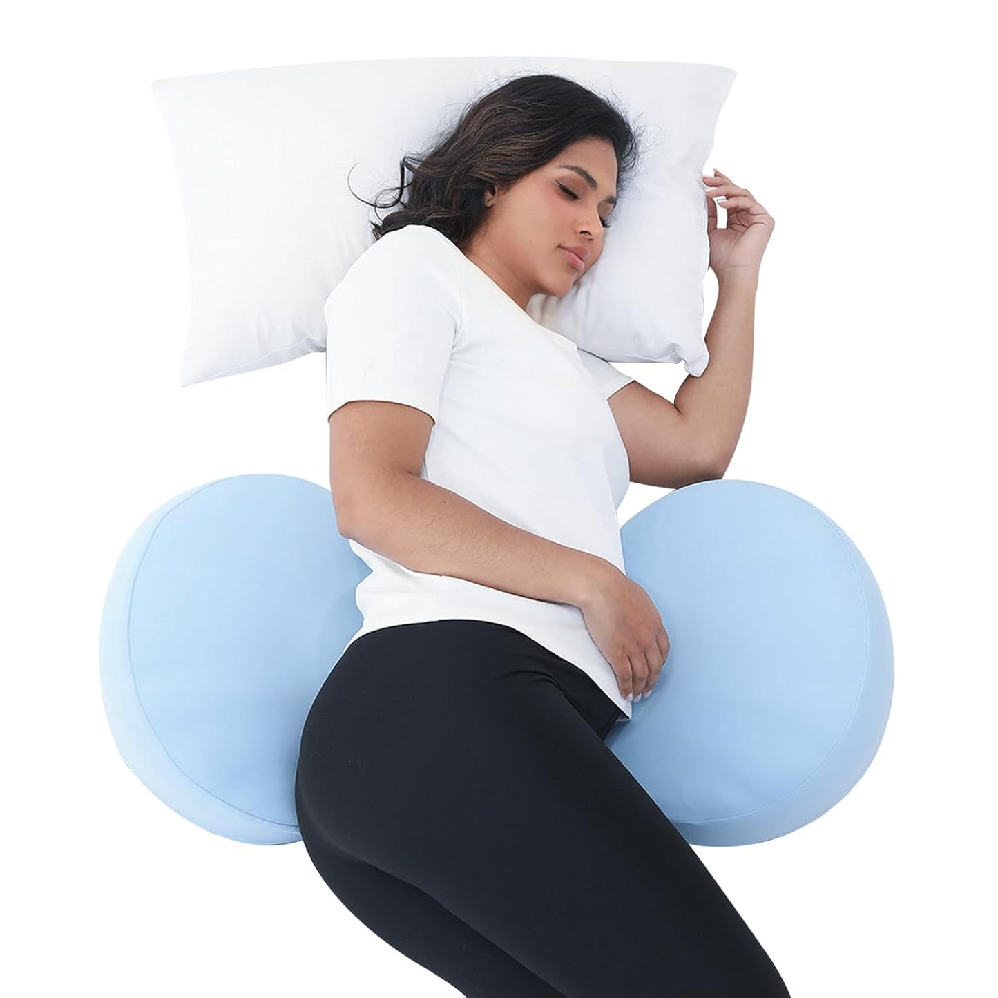 Pregnancy Pillow for Sleeping with Cooling Silk Blue Comfort