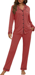 HNG Women Pajama Set Long Sleeve Sleepwear Fashion Night Wear