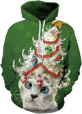 Ugly Christmas Hoodie for Couples with Kangaroo Pocket - Cute 3D Santa