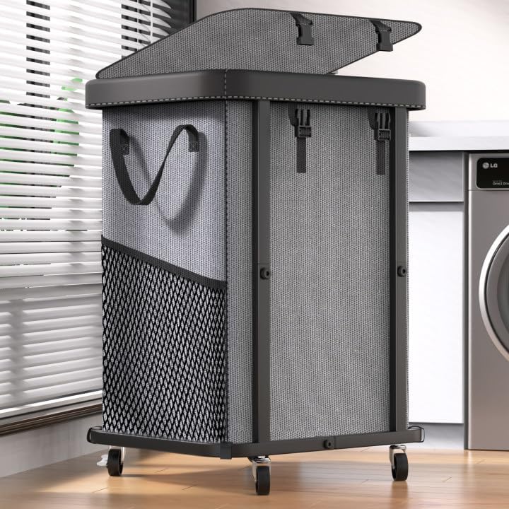 150L Large Fashion Laundry Basket with Wheels for Easy Use