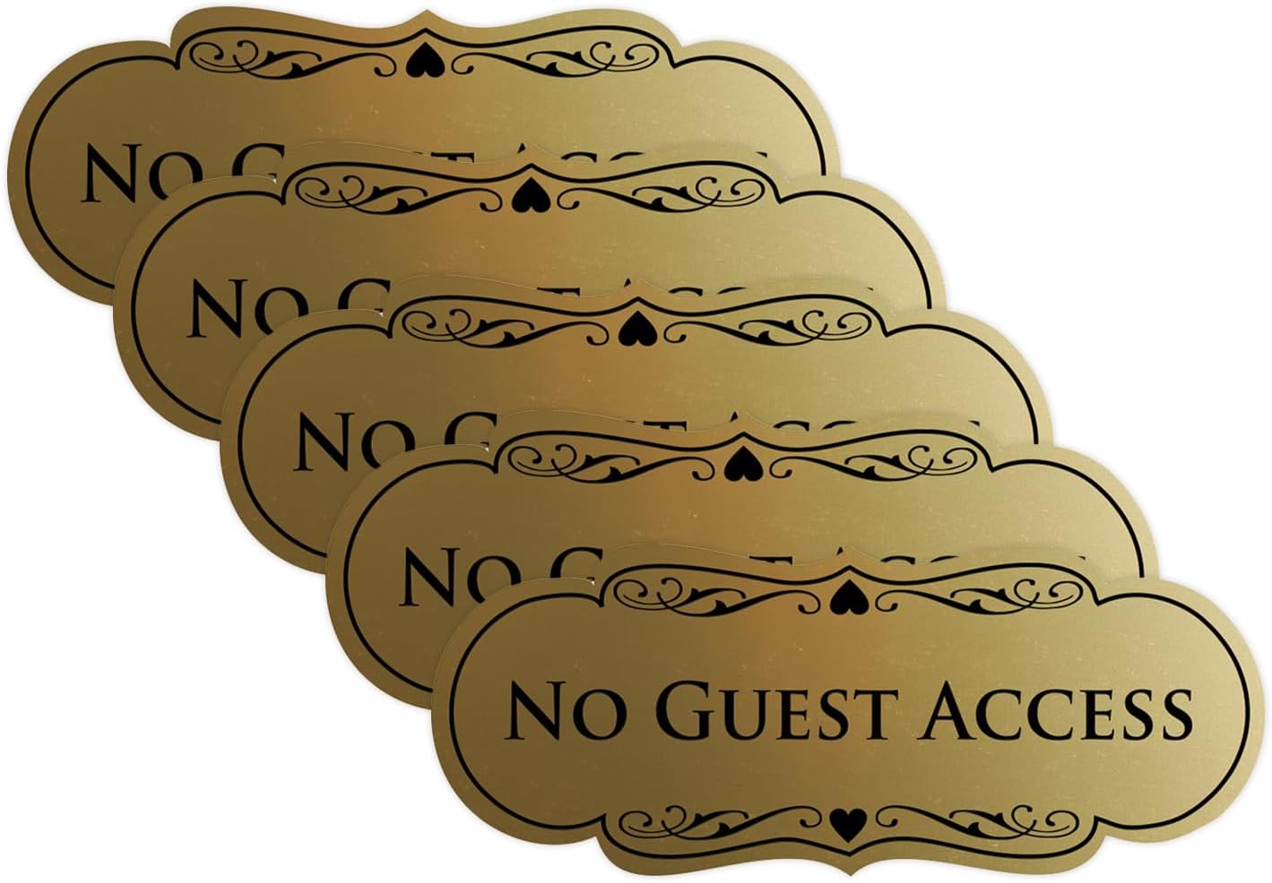 No Guest Access Wall or Door Sign - Brushed Gold - 5 Pack