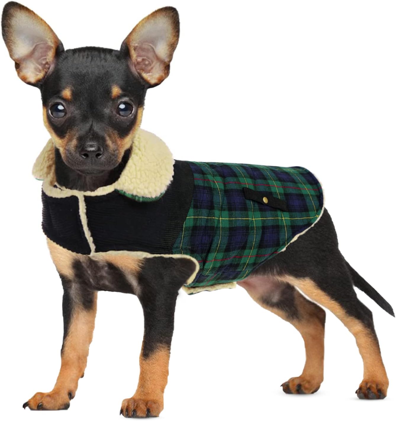Winter Coat for Small and Medium Dogs, Warm Plaid Jacket