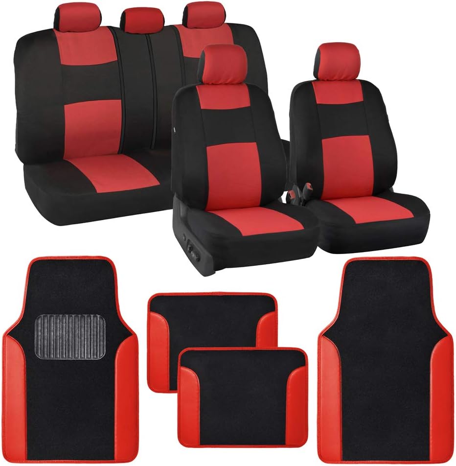 BDK PolyPro Red Car Seat Covers & Floor Mats Full Set