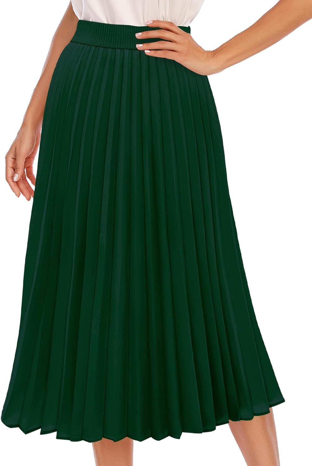 DRESSTELLS Pleated Midi Skirts for Women - Elegant Aline Style