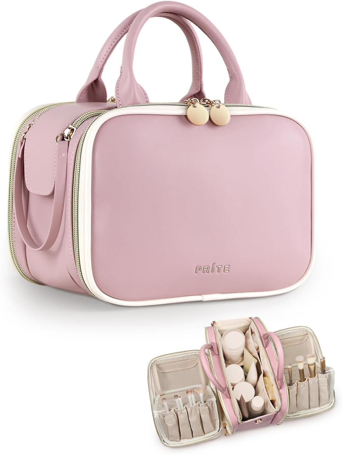 Prite Makeup Bag for Women - Large Capacity Waterproof Organizer