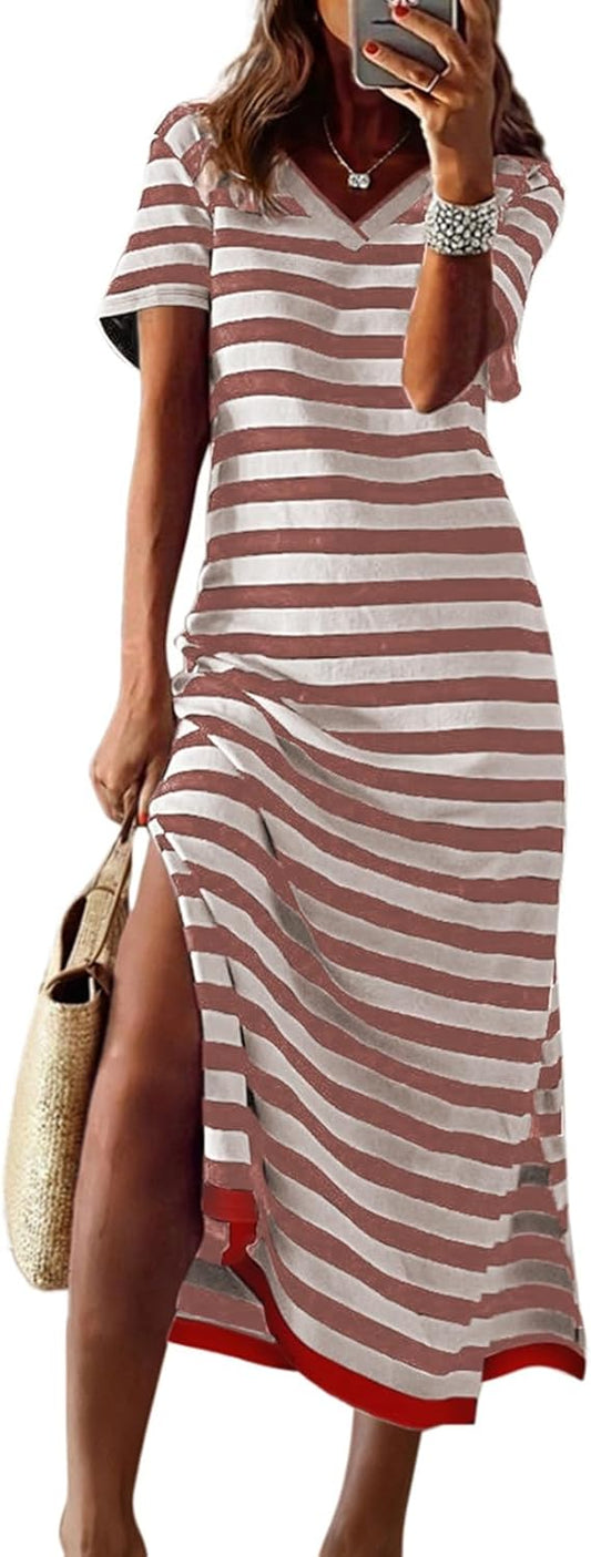 Dokotoo Summer Dress Casual Womens Fashion Short Sleeve Maxi Dress