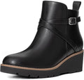 Athlefit Women's Wedge Ankle Boots - Comfortable Platform Lug Sole add
