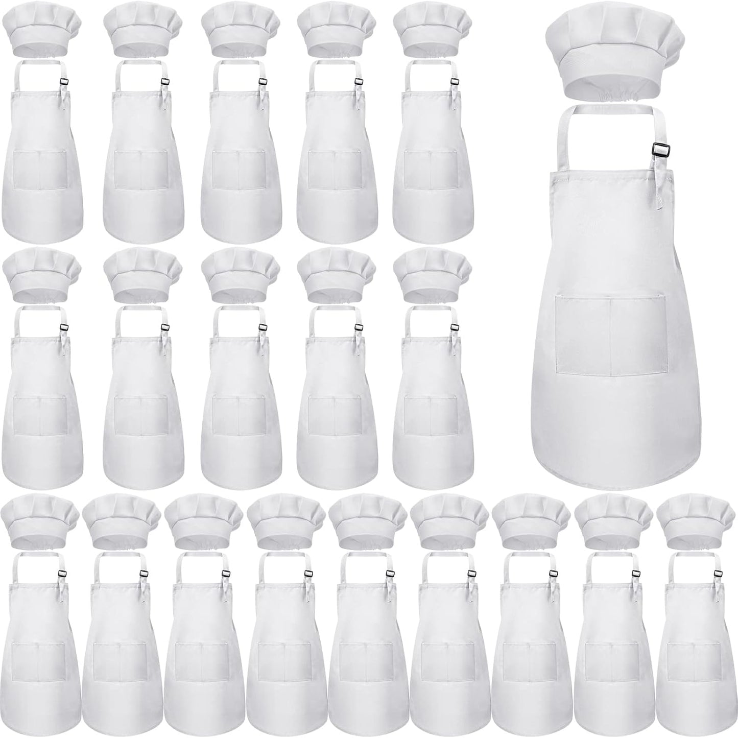 40 Pcs Kids Apron Chef Hat Set for Cooking and Painting Fun