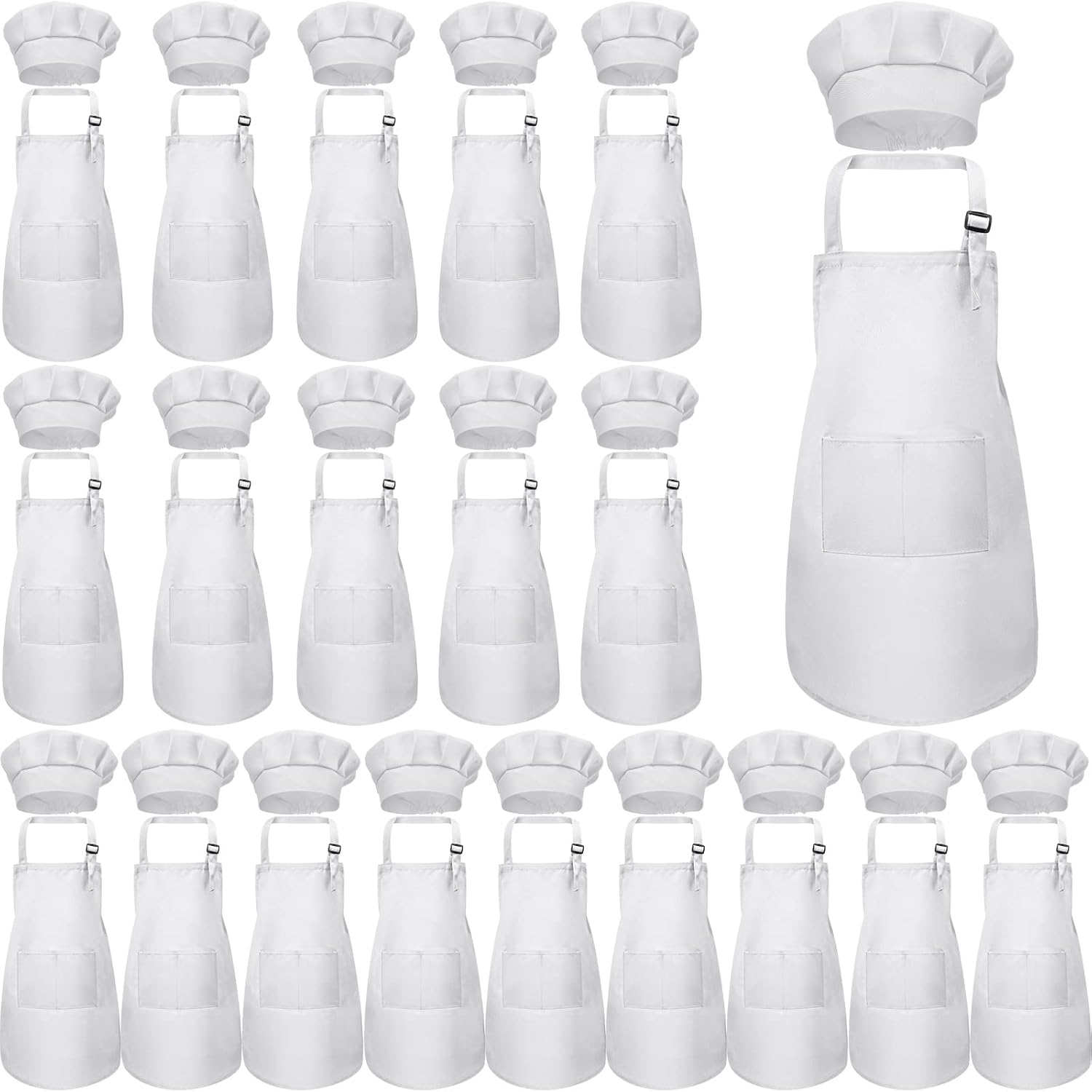 40 Pcs Kids Apron Chef Hat Set for Cooking and Painting Fun