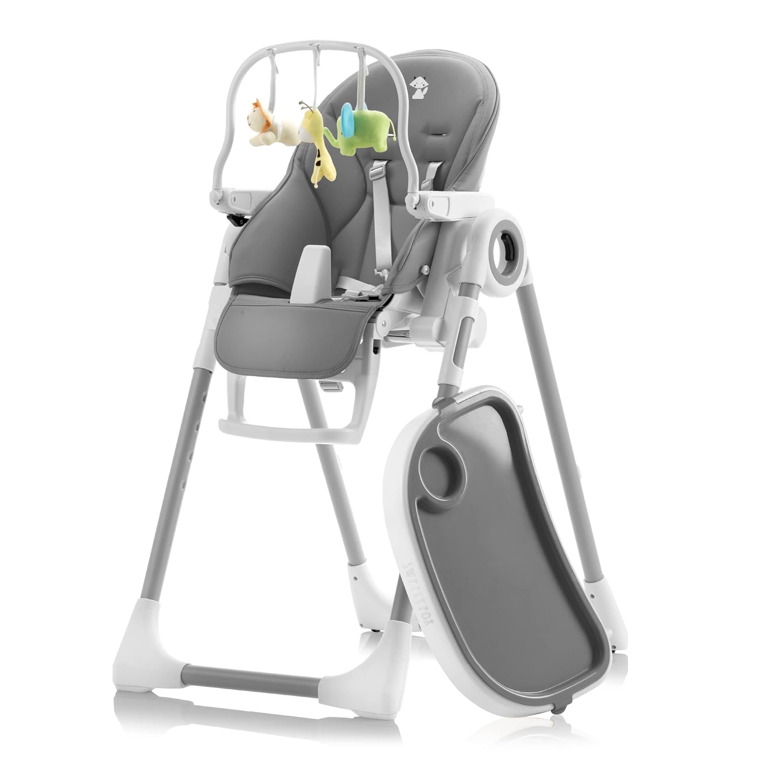 Sweety Fox 7-Level Adjustable Baby High Chair - Foldable - Dark Grey