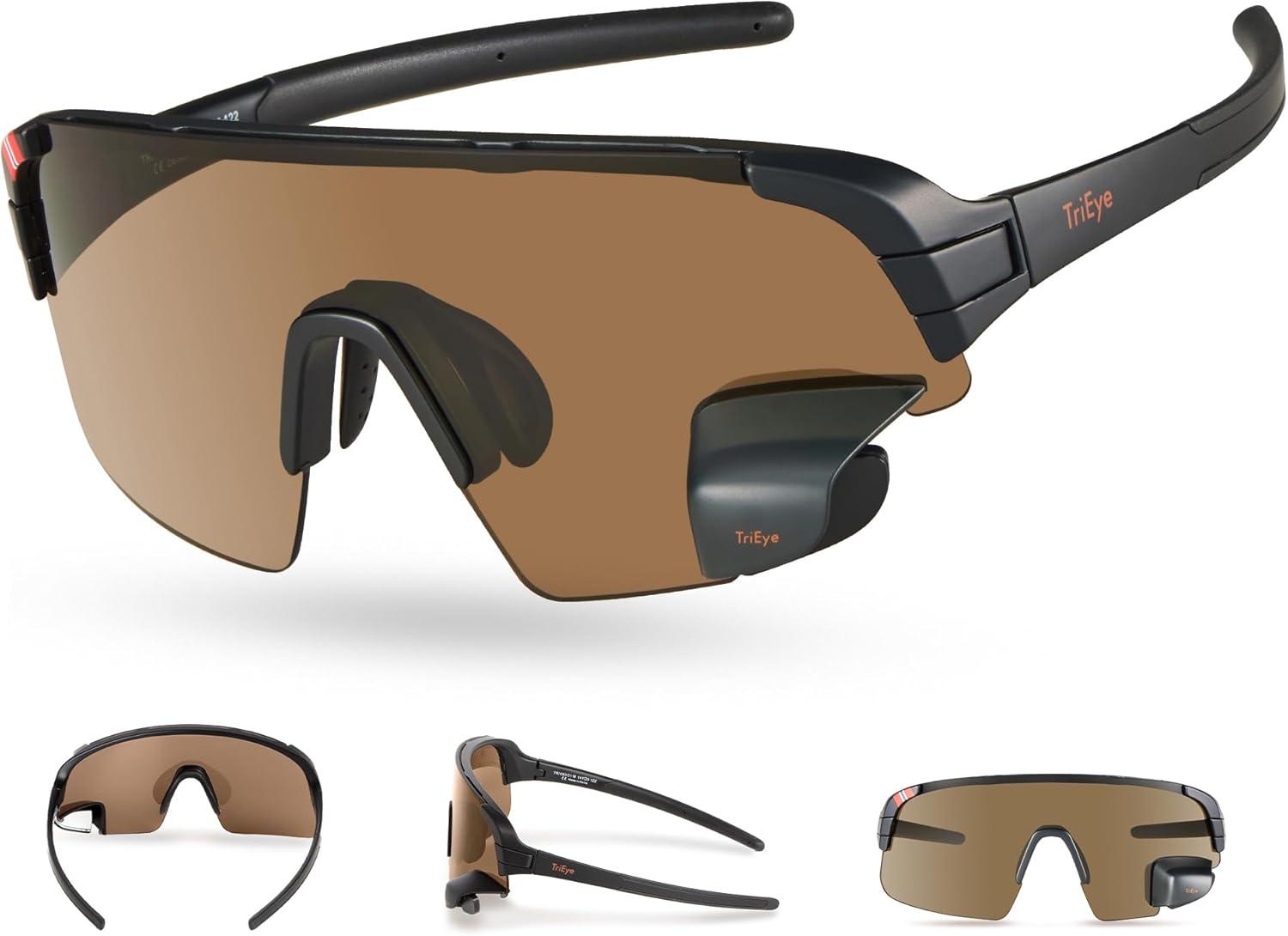 TriEye Cycling Glasses with Rear-view Mirror for Safer Rides