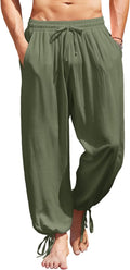 Cotton Linen Harem Pants for Men - Lightweight Casual Beach Wear