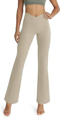Cross Waist Bootcut Yoga Pants for Women - Flare Non See Through