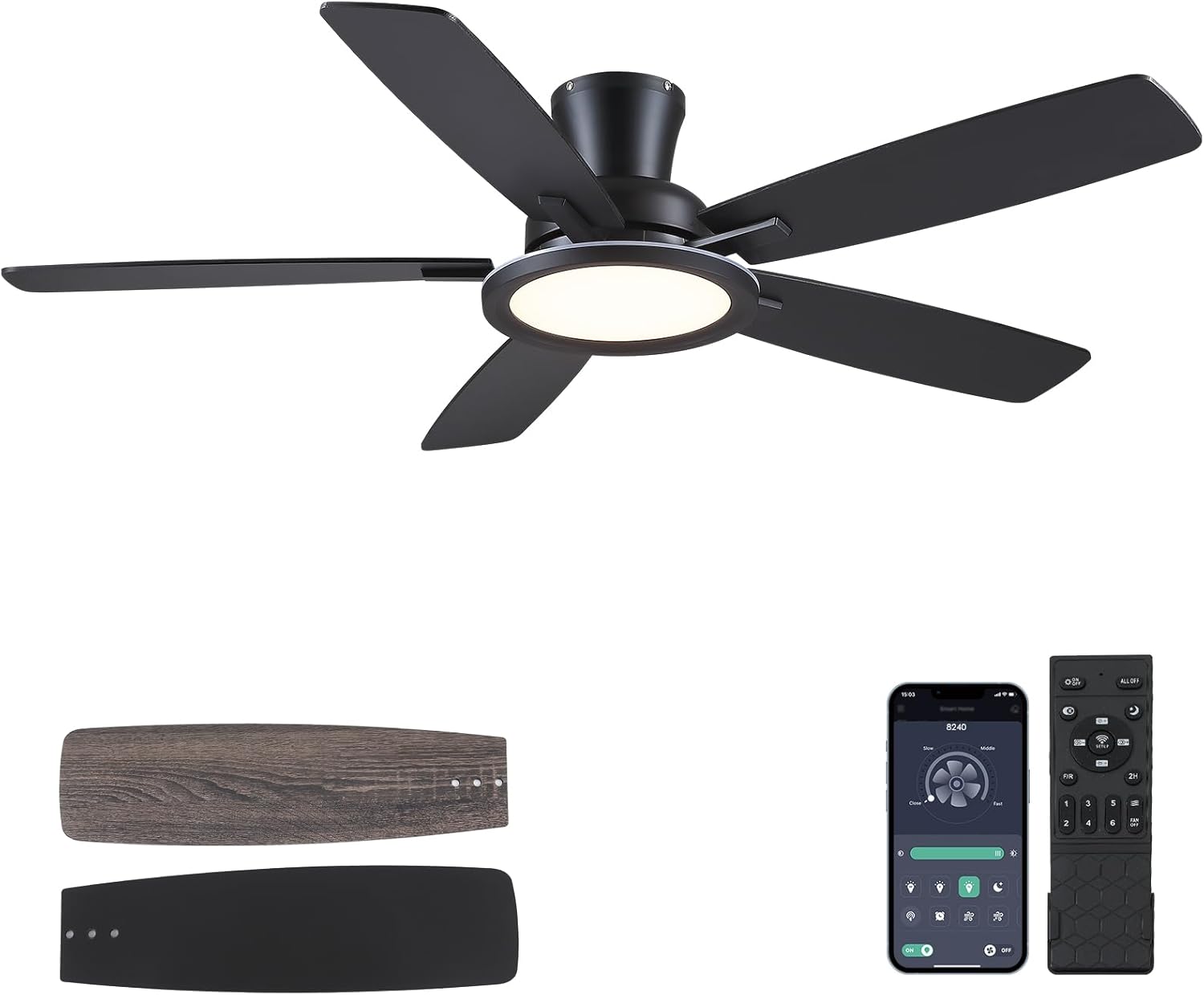 52 Flush Mount Ceiling Fan with Lights and Remote for Modern Spaces